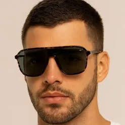 Óculos de Sol Masculino DNZ 1 7028 Demi Amarelo com Verde